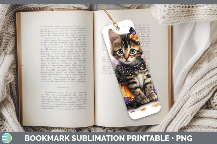 Cats Halloween Savannah Cat Bookmark Sublimation Printable D