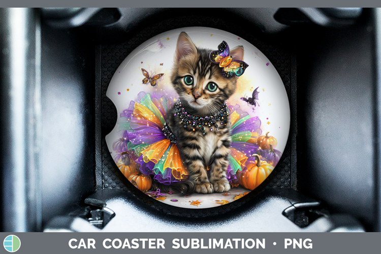 Cats Halloween Savannah Cat Car Coaster Sublimation Designs