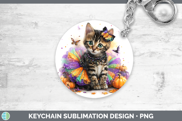 Cats Halloween Savannah Cat Keychain Sublimation Keyring Des
