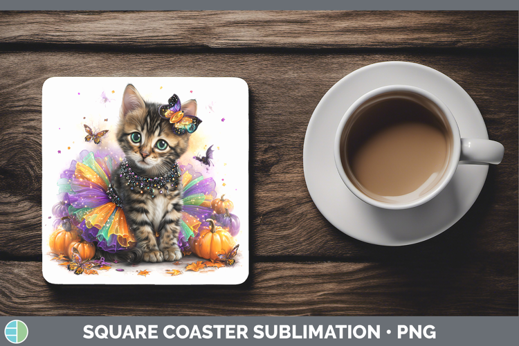 Cats Halloween Savannah Cat Square Coaster Sublimation Coast