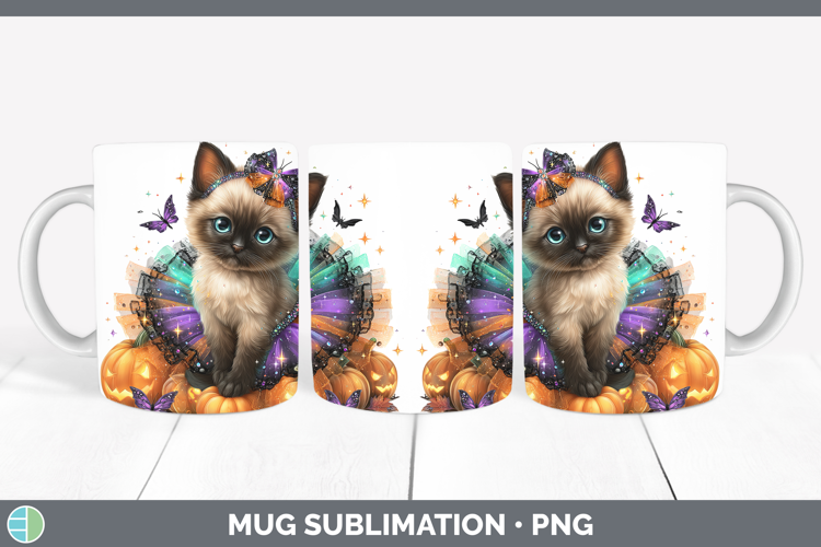 Cats Halloween Siamese Cat Mug Wrap Sublimation Coffee Cup D