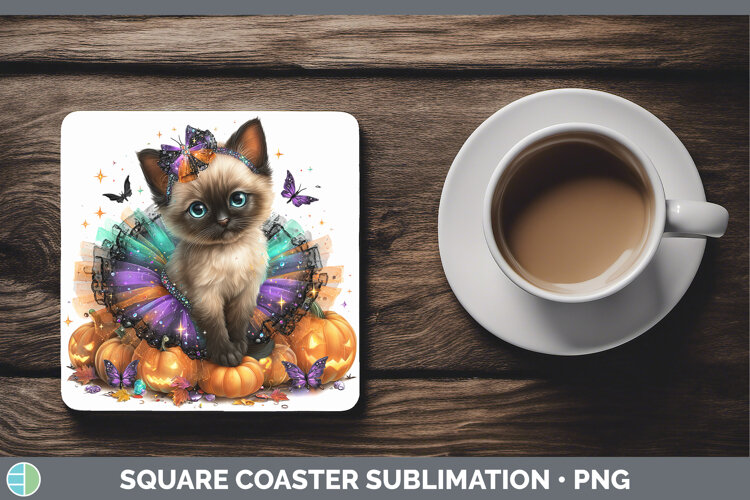 GorgeousCats Halloween Square Coaster design.