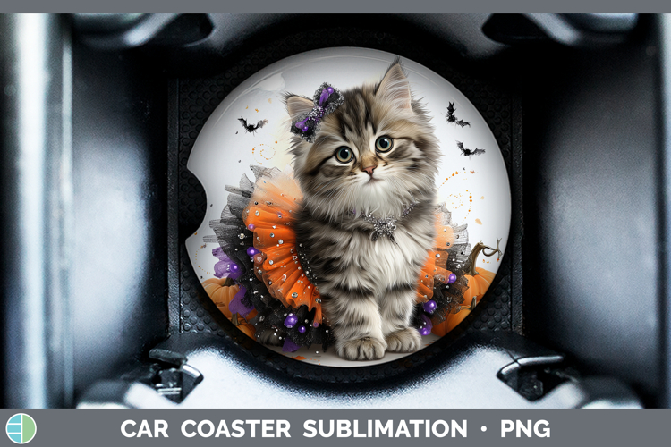 Cats Halloween Siberian Cat Car Coaster Sublimation Designs