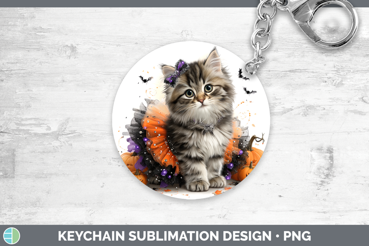 Cats Halloween Siberian Cat Keychain Sublimation Keyring Des