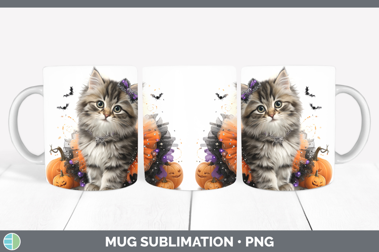 Cats Halloween Siberian Cat Mug Wrap Sublimation Coffee Cup