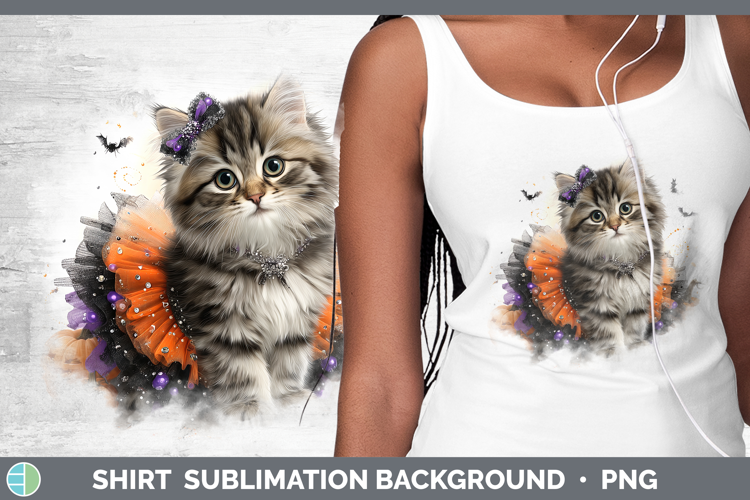 Cats Halloween Siberian Cat Shirt Sublimation Background Des