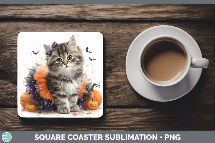 Cats Halloween Siberian Cat Square Coaster Sublimation Coast