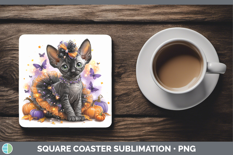 Cats Halloween Sphynx Cat Square Coaster Sublimation Coaster