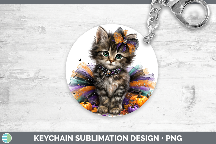 Cats Halloween Tabby Cat Keychain Sublimation Keyring Design