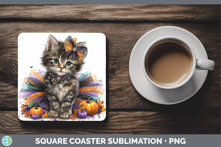 Cats Halloween Tabby Cat Square Coaster Sublimation Coaster