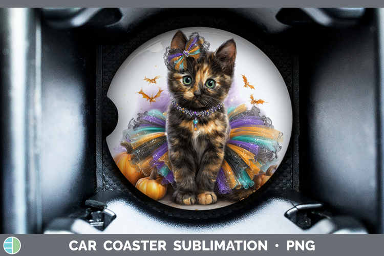 Cats Halloween Tortoiseshell Cat Car Coaster Sublimation De