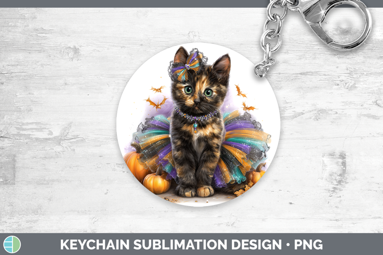 Cats Halloween Tortoiseshell Cat Keychain Sublimation Keyrin