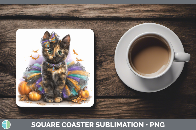Cats Halloween Tortoiseshell Cat Square Coaster Sublimation