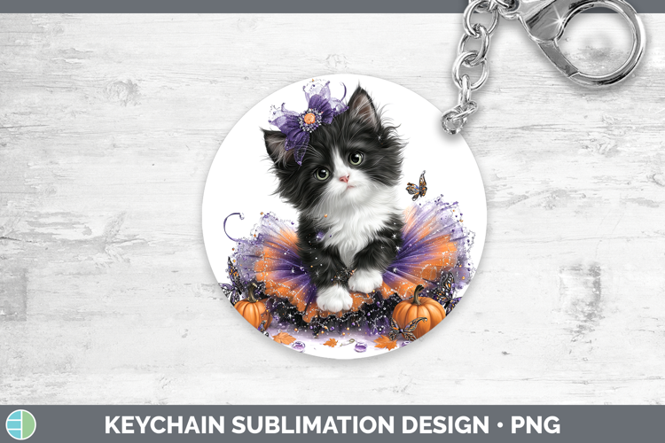 Cats Halloween Tuxedo Cat Keychain Sublimation Keyring Desig