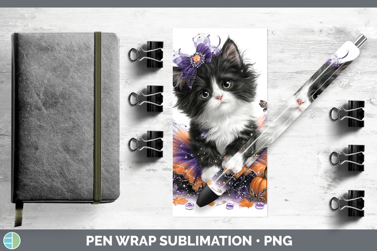Cats Halloween Tuxedo Cat Pen Wrap Sublimation Pen Designs