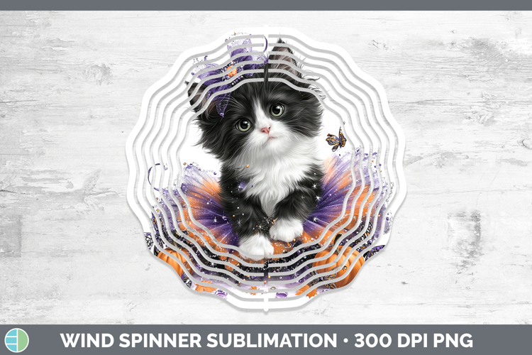 Cats Halloween Tuxedo Cat Wind Spinner Sublimation Spinner D