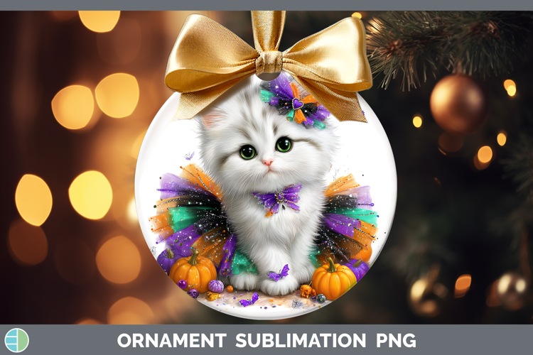Cats Halloween White Cat Ornament Sublimation Bauble Designs