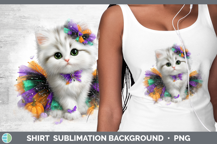 Cats Halloween White Cat Shirt Sublimation Background Design