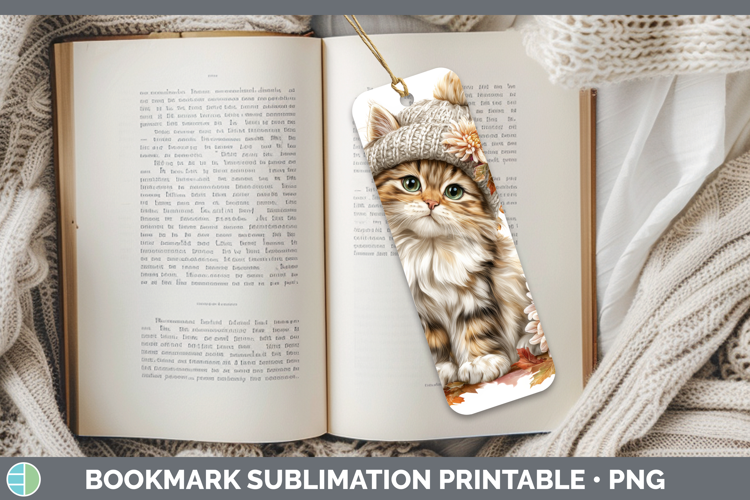 Angora Cat Bookmark Cats Knit Hat Sublimation Printable Desi