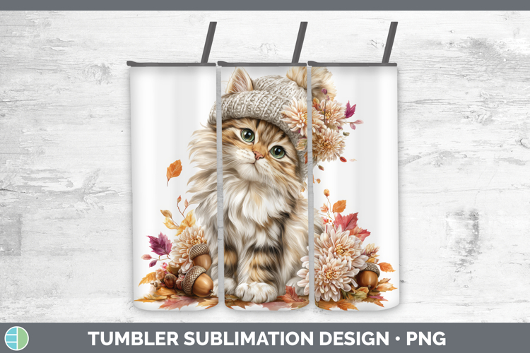 Angora Cat Tumbler Cats Knit Hat Sublimation 20 oz Skinny Tu
