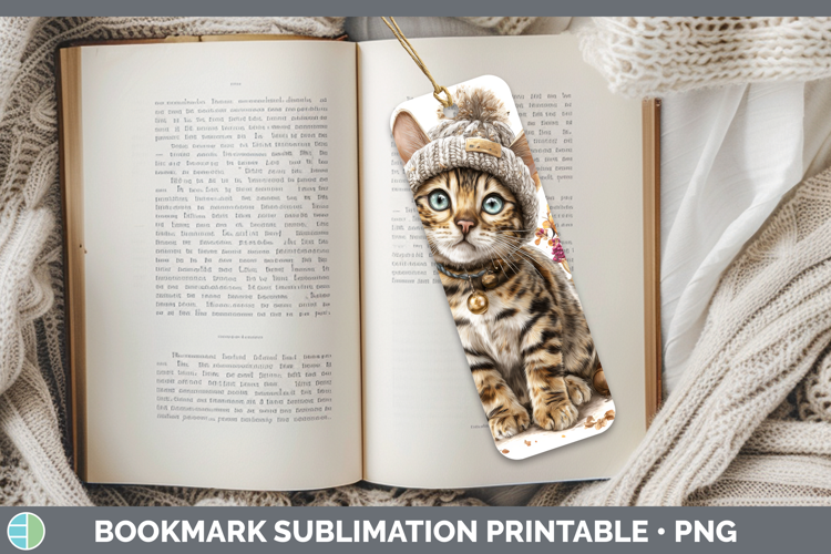 Bengal Cat Bookmark Cats Knit Hat Sublimation Printable Desi