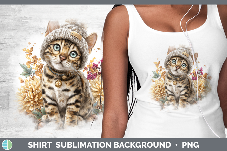 Bengal Cat Shirt Cats Knit Hat Sublimation Background Design