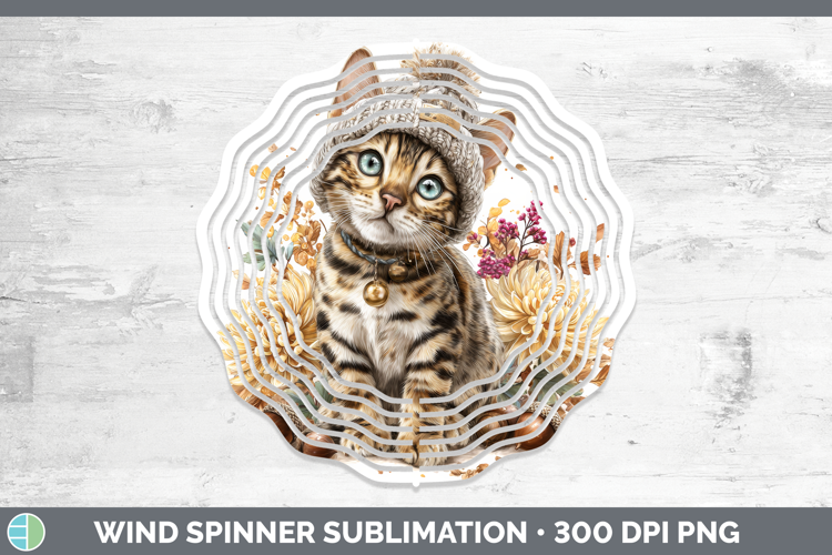 Bengal Cat Wind Spinner Cats Knit Hat Sublimation Spinner De
