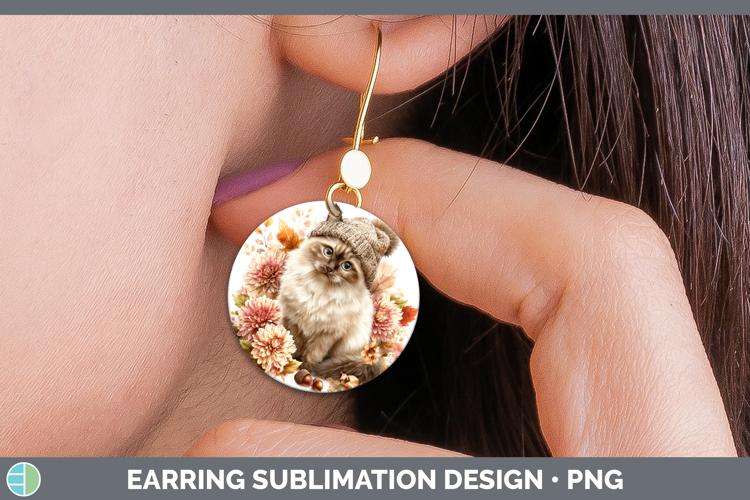 Birman Cat Round Earrings Cats Knit Hat Sublimation Earrings