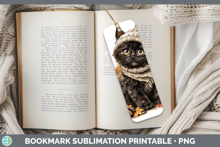 Black Cat Bookmark Cats Knit Hat Sublimation Printable Desig