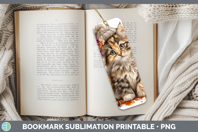 Calico Cat Bookmark Cats Knit Hat Sublimation Printable Desi