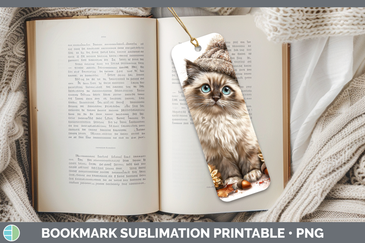 Himalayan Cat Bookmark Cats Knit Hat Sublimation Printable D