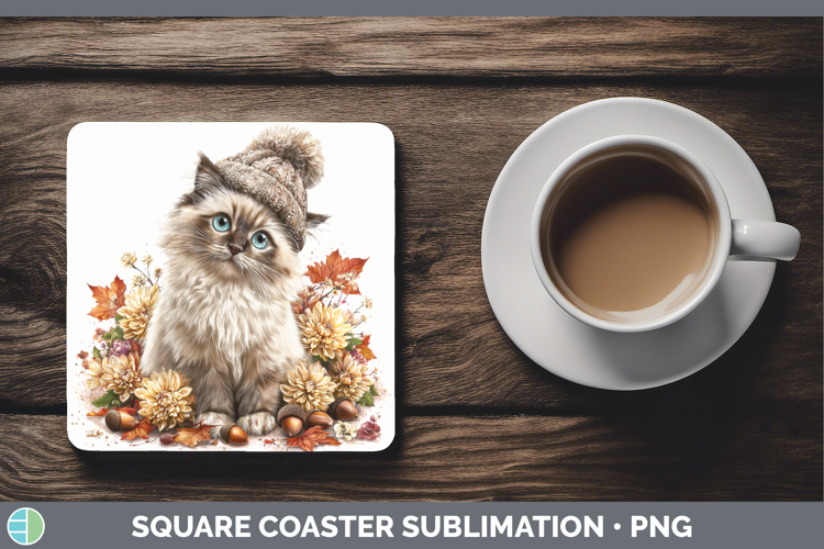Himalayan Cat Square Coaster Cats Knit Hat Sublimation Coast