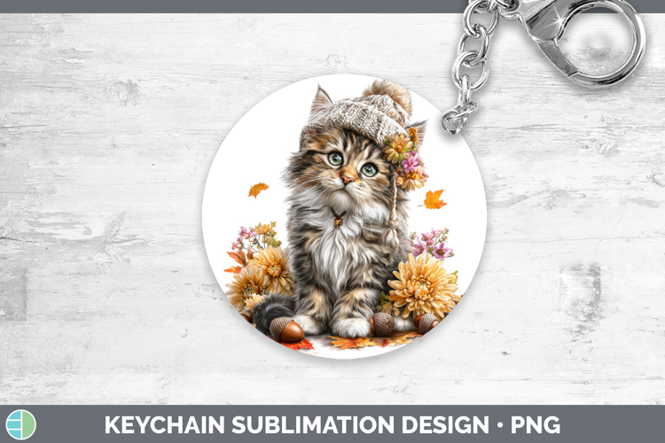 Maine Coon Cat Keychain Cats Knit Hat Sublimation Keyring De