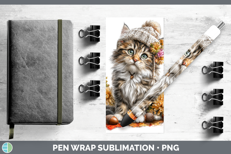 Maine Coon Cat Pen Wrap Cats Knit Hat Sublimation Pen Design