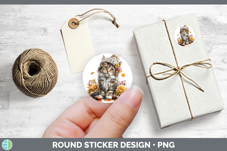 Cats Knit Hat Maine Coon Cat Stickers | Round Labels Designs