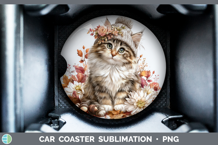 Norwegian Forest Cat Car Coaster Cats Knit Hat Sublimation