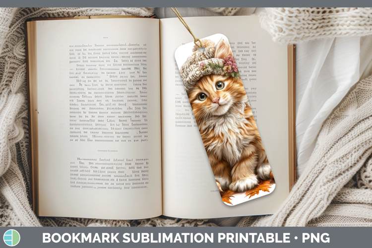 Orange Cat Bookmark Cats Knit Hat Sublimation Printable Desi