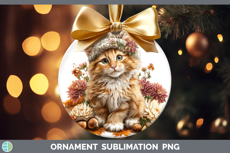 Orange Cat Ornament Cats Knit Hat Sublimation Bauble Designs