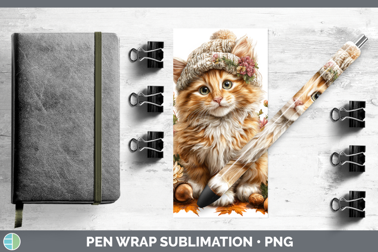 Orange Cat Pen Wrap Cats Knit Hat Sublimation Pen Designs