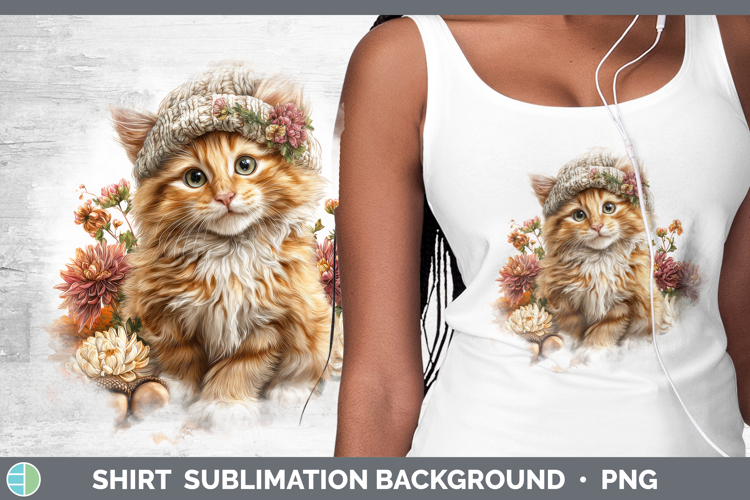 Orange Cat Shirt Cats Knit Hat Sublimation Background Design
