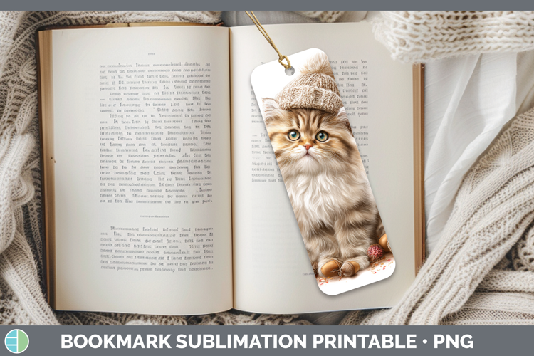 Persian Cat Bookmark Cats Knit Hat Sublimation Printable Des