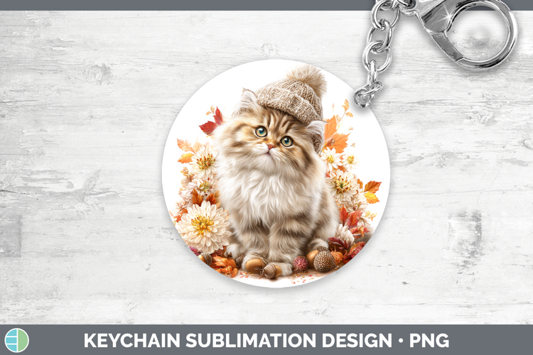 Persian Cat Keychain Cats Knit Hat Sublimation Keyring Desig