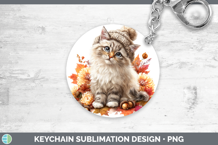 Ragdoll Cat Keychain Cats Knit Hat Sublimation Keyring Desig