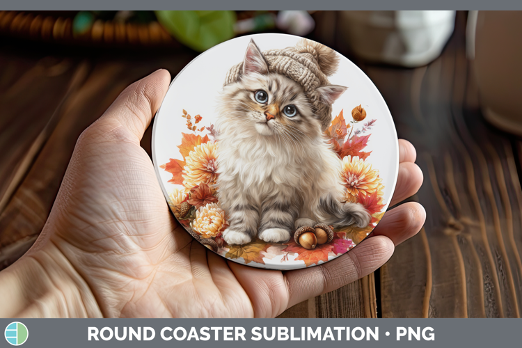 Ragdoll Cat Round Coaster Cats Knit Hat Sublimation Coaster