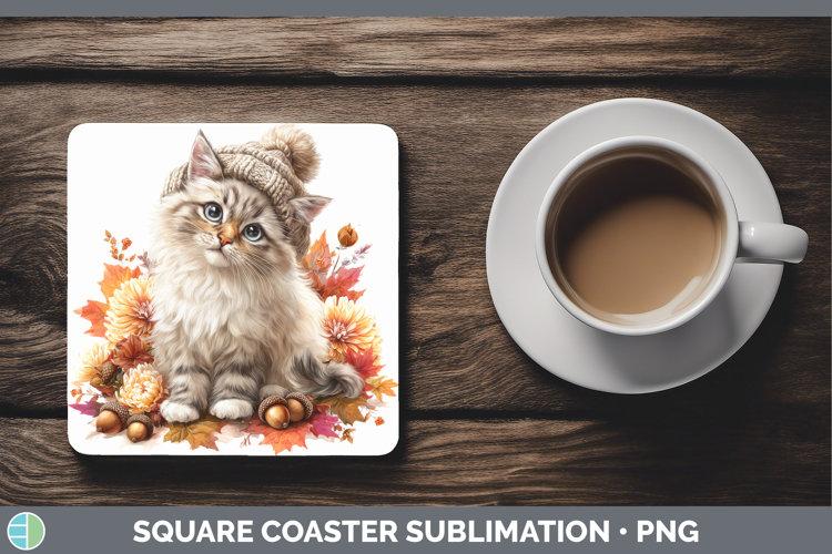 Ragdoll Cat Square Coaster Cats Knit Hat Sublimation Coaster