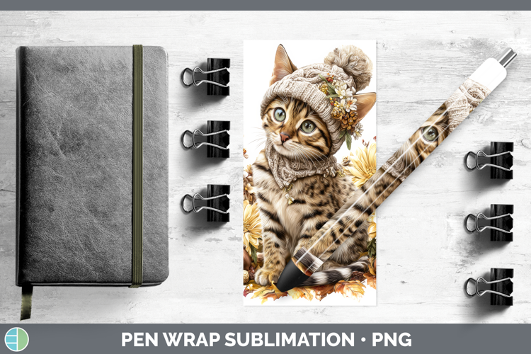 Savannah Cat Pen Wrap Cats Knit Hat Sublimation Pen Designs