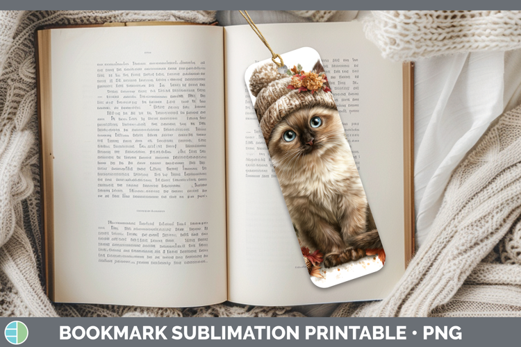 Siamese Cat Bookmark Cats Knit Hat Sublimation Printable Des