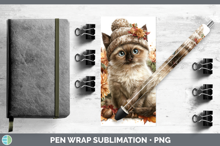 Siamese Cat Pen Wrap Cats Knit Hat Sublimation Pen Designs