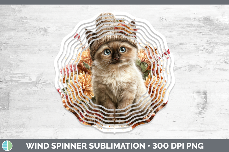 Siamese Cat Wind Spinner Cats Knit Hat Sublimation Spinner D