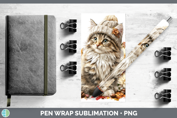 Siberian Cat Pen Wrap Cats Knit Hat Sublimation Pen Designs